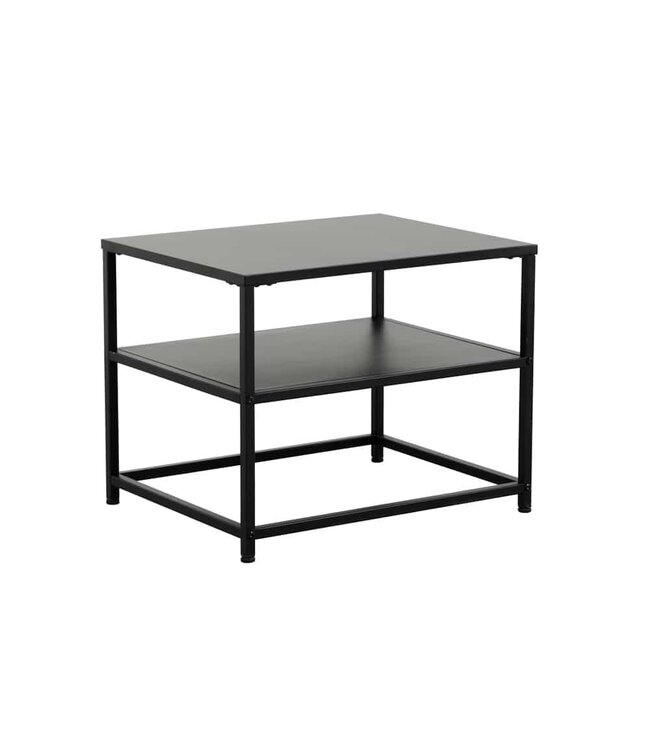 Invicta Interior Industrieel bijzettafel DURA STEEL 50cm zwart metaal met opbergvak - 41729