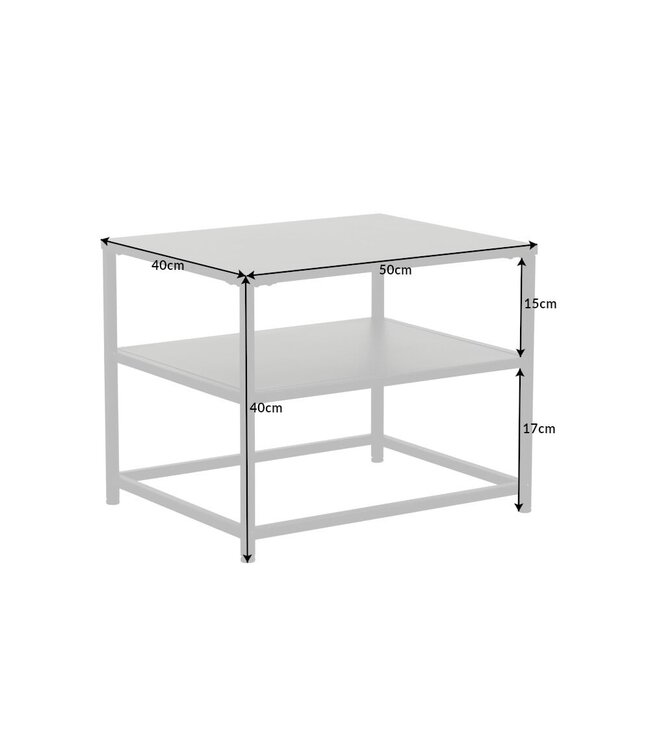 Invicta Interior Industrieel bijzettafel DURA STEEL 50cm zwart metaal met opbergvak - 41729