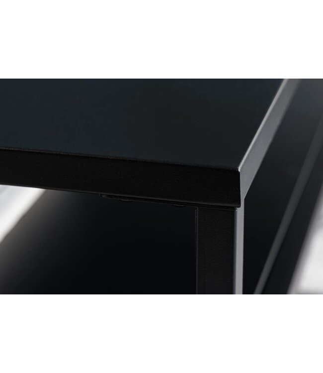 Invicta Interior industrieele salontafel DURA STEEL 100cm zwart metaal met opbergvak - 41728