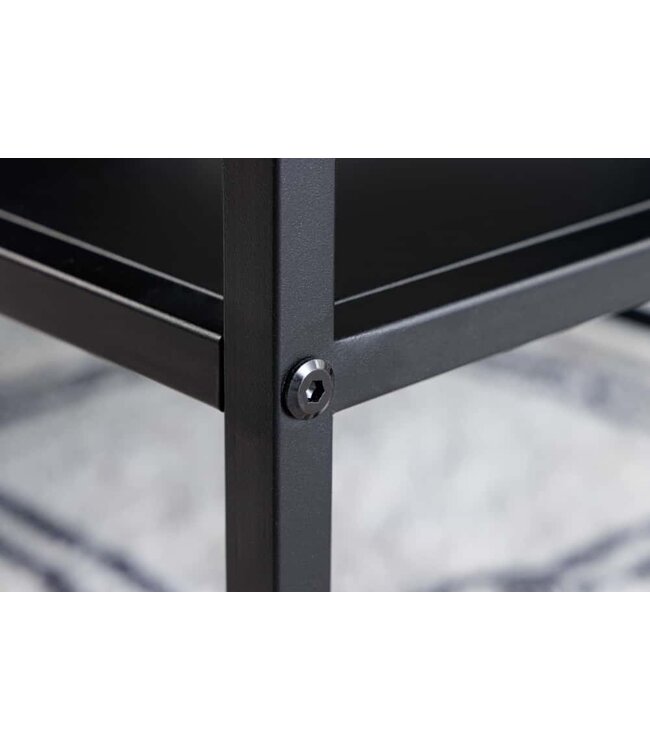 Invicta Interior industrieele salontafel DURA STEEL 100cm zwart metaal met opbergvak - 41728