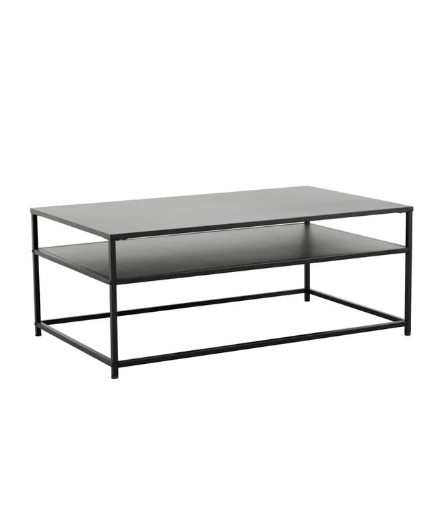 Invicta Interior industrieele salontafel DURA STEEL 100cm zwart metaal met opbergvak - 41728