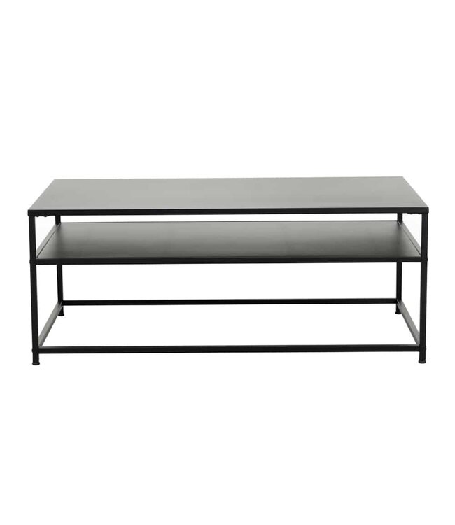 Invicta Interior industrieele salontafel DURA STEEL 100cm zwart metaal met opbergvak - 41728
