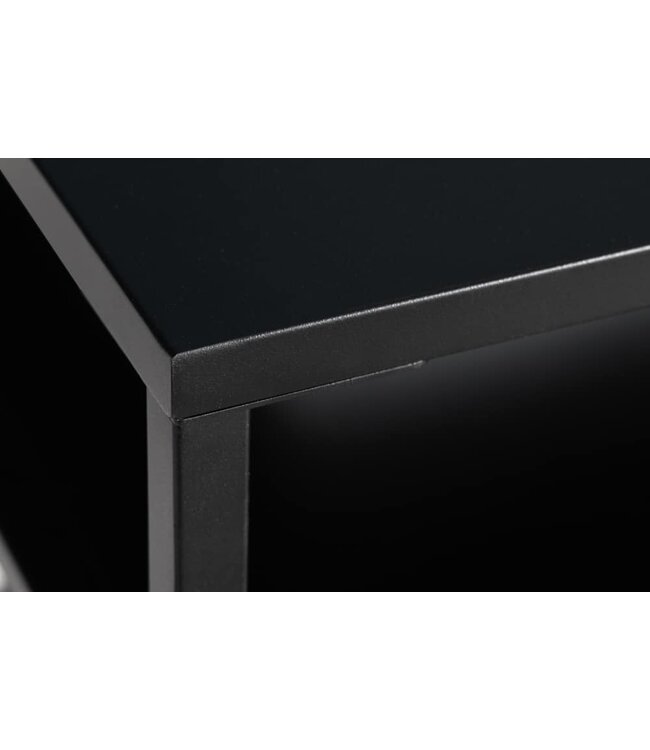 Invicta Interior industrieele salontafel DURA STEEL 70cm zwart metaal met opbergvak - 41727