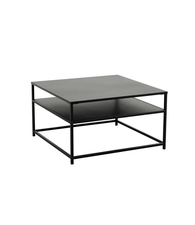 Invicta Interior industrieele salontafel DURA STEEL 70cm zwart metaal met opbergvak - 41727