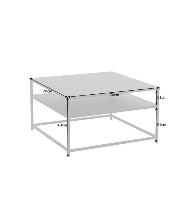 Invicta Interior industrieele salontafel DURA STEEL 70cm zwart metaal met opbergvak - 41727