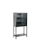 Invicta Interior industrieele vitrine DURA STEEL 150cm zwart metalen Riffelglas highboard - 41725