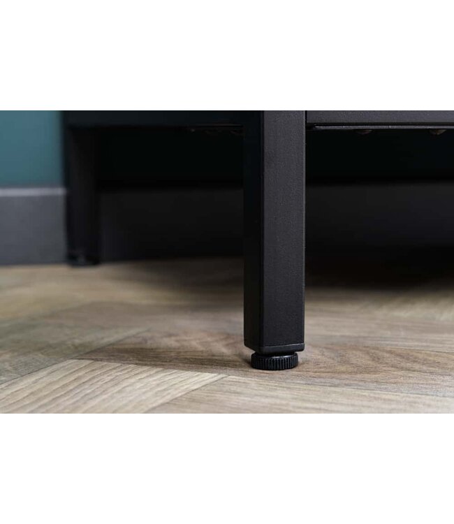 Invicta Interior industrieele vitrine DURA STEEL 180cm zwart metalen Riffelglas highboard - 41724