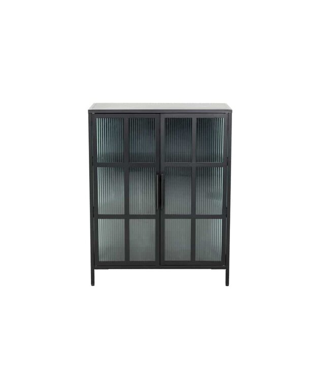 Invicta Interior industrieele vitrine DURA STEEL 80cm zwart metaal geribbeld glas - 41723