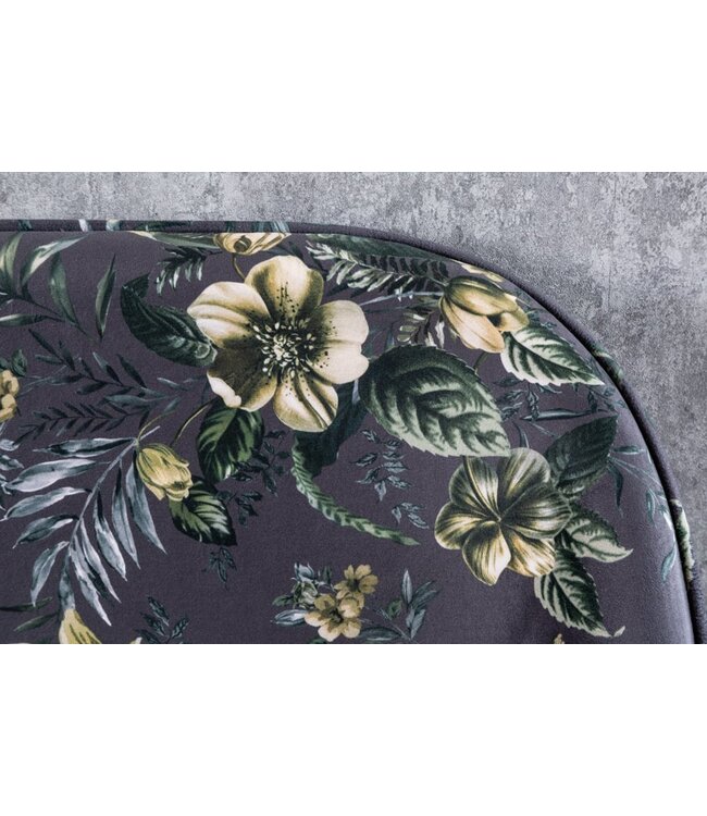 Invicta Interior Design bank PRET-A-PORTER grijs fluweel bloemmotief en gouden voetdoppen - 41707