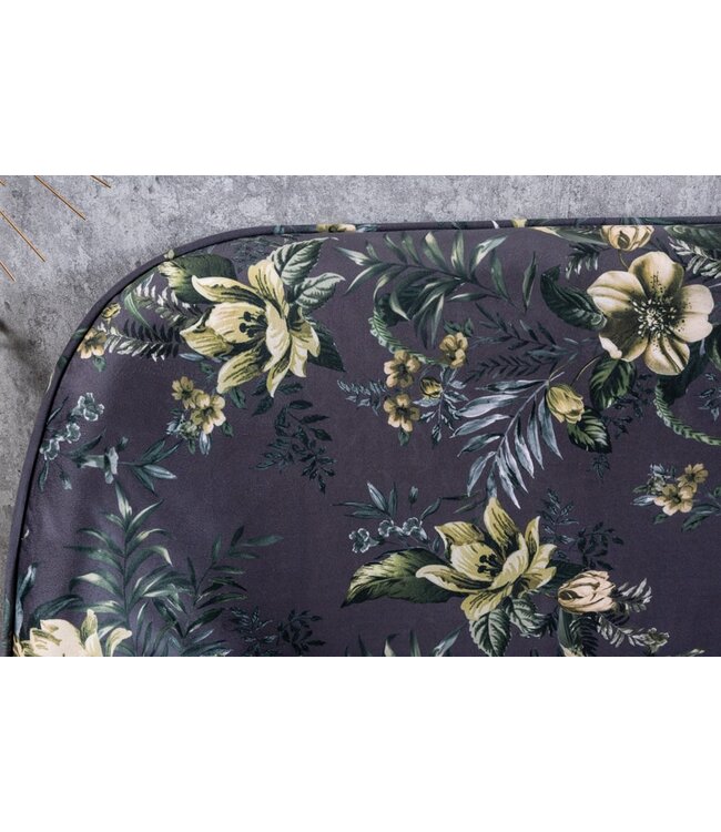 Invicta Interior Design bank PRET-A-PORTER grijs fluweel bloemmotief en gouden voetdoppen - 41707