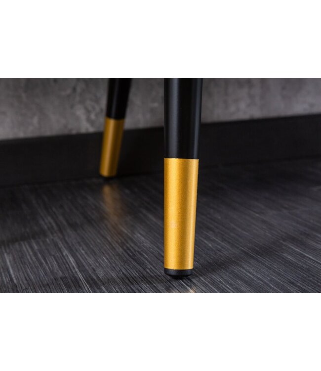 Invicta Interior Design bank PRET-A-PORTER geel fluweel bloemmotief en gouden voetdoppen - 41705