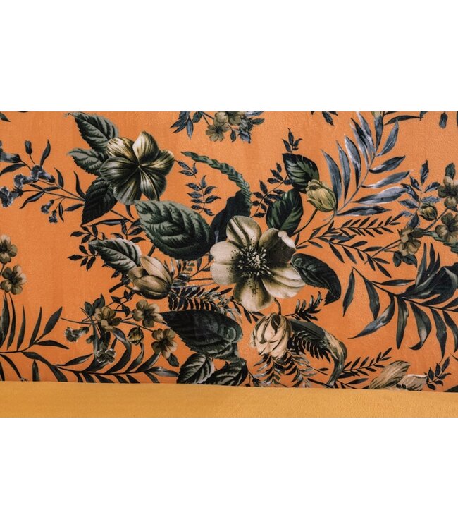 Invicta Interior Design bank PRET-A-PORTER geel fluweel bloemmotief en gouden voetdoppen - 41705