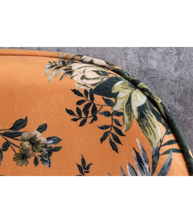 Invicta Interior Design bank PRET-A-PORTER geel fluweel bloemmotief en gouden voetdoppen - 41705