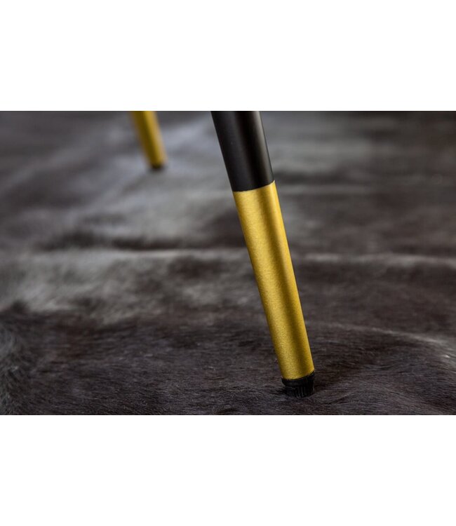 Invicta Interior Design stoel PRET-A-PORTER grijs fluweel bloemmotief en gouden voetdoppen - 41703