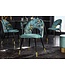 Invicta Interior Design stoel PRET-A-PORTER turquoise fluweel bloemmotief en gouden voetdoppen - 41702