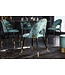 Invicta Interior Design stoel PRET-A-PORTER turquoise fluweel bloemmotief en gouden voetdoppen - 41702