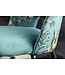 Invicta Interior Design stoel PRET-A-PORTER turquoise fluweel bloemmotief en gouden voetdoppen - 41702
