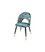 Invicta Interior Design stoel PRET-A-PORTER turquoise fluweel bloemmotief en gouden voetdoppen - 41702