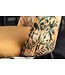 Invicta Interior Design stoel PRET-A-PORTER geel fluweel bloemmotief en gouden voetdoppen - 41701