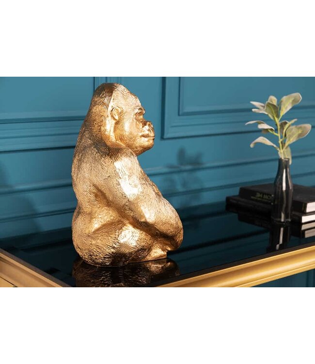 Invicta Interior Decoratief Gorilla-figuur KONG 40cm goud handgemaakt metalen sculptuur - 41687