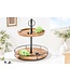Invicta Interior Massief houten taartplateau PURE NATURE 40cm mango rond met twee niveaus zwart metaal - 41606