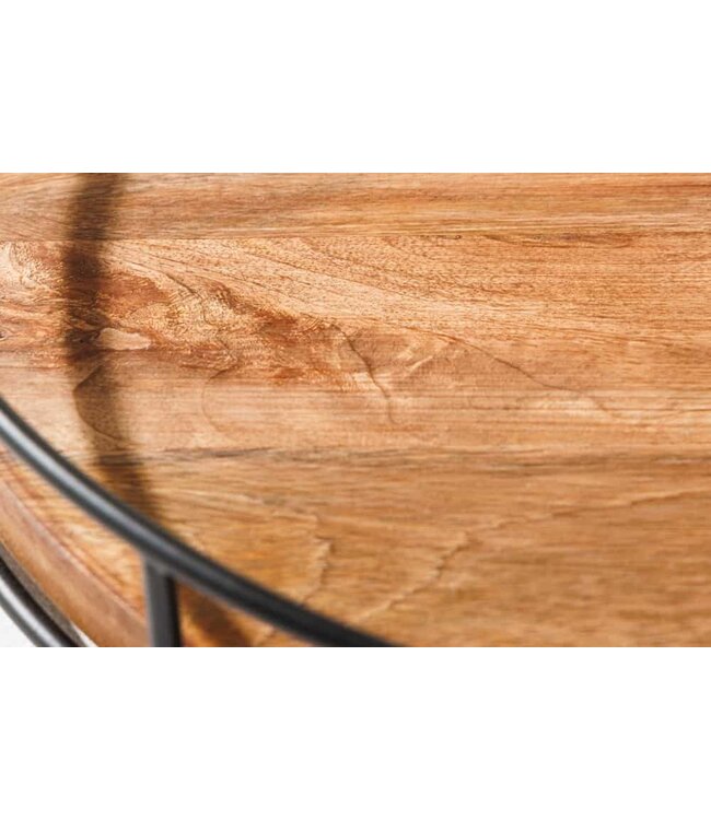 Invicta Interior Massief houten taartplateau PURE NATURE 40cm mango rond met twee niveaus zwart metaal - 41606