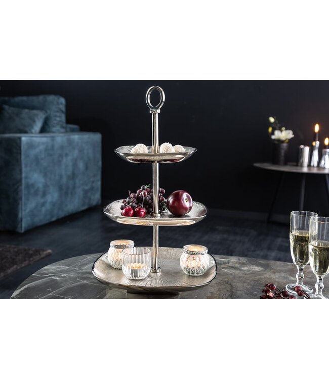 Invicta Interior Design taartplateau ORIENT 44cm zilver met drie niveaus - 41605