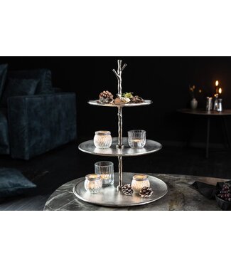 Invicta Interior Design taartplateau ABSTRACT 48cm zilver met drie niveaus - 41604