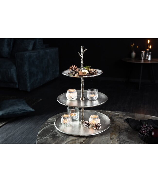 Invicta Interior Design taartplateau ABSTRACT 48cm zilver met drie niveaus - 41604