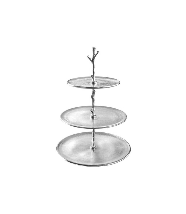 Invicta Interior Design taartplateau ABSTRACT 48cm zilver met drie niveaus - 41604