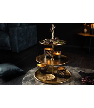 Invicta Interior Design taartplateau ABSTRACT 48cm goud met drie niveaus - 41603