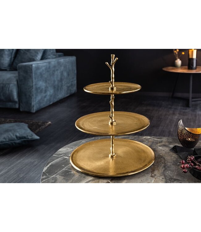 Invicta Interior Design taartplateau ABSTRACT 48cm goud met drie niveaus - 41603