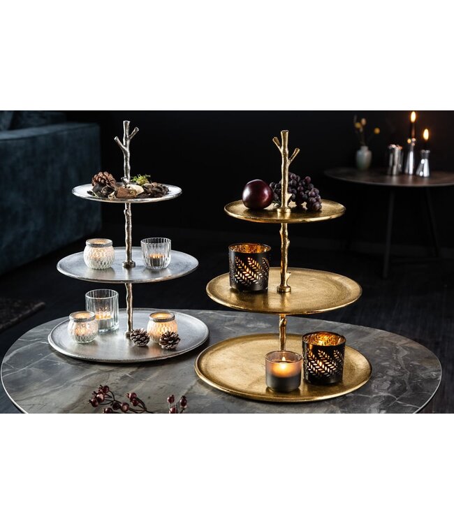 Invicta Interior Design taartplateau ABSTRACT 48cm goud met drie niveaus - 41603