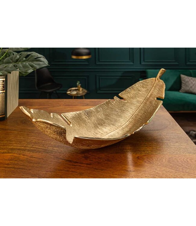 Invicta Interior Design decoratieve kom GOUD BLAD 62cm bladgoud design metaal handgemaakt - 41602