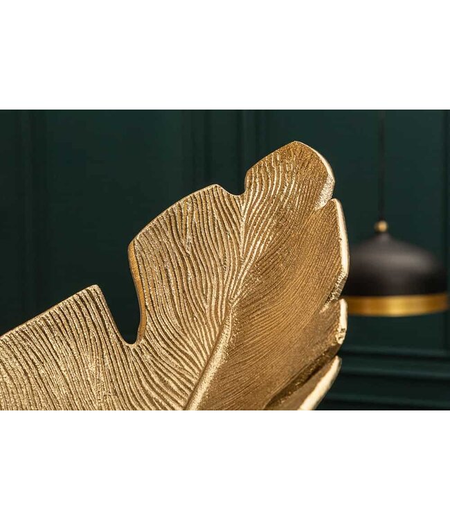 Invicta Interior Design decoratieve kom GOUD BLAD 62cm bladgoud design metaal handgemaakt - 41602