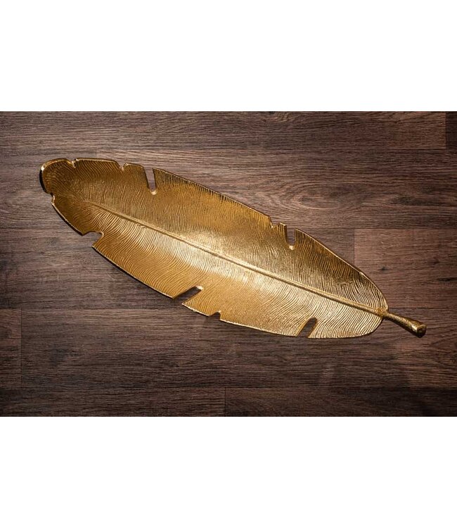 Invicta Interior Design decoratieve kom GOUD BLAD 62cm bladgoud design metaal handgemaakt - 41602