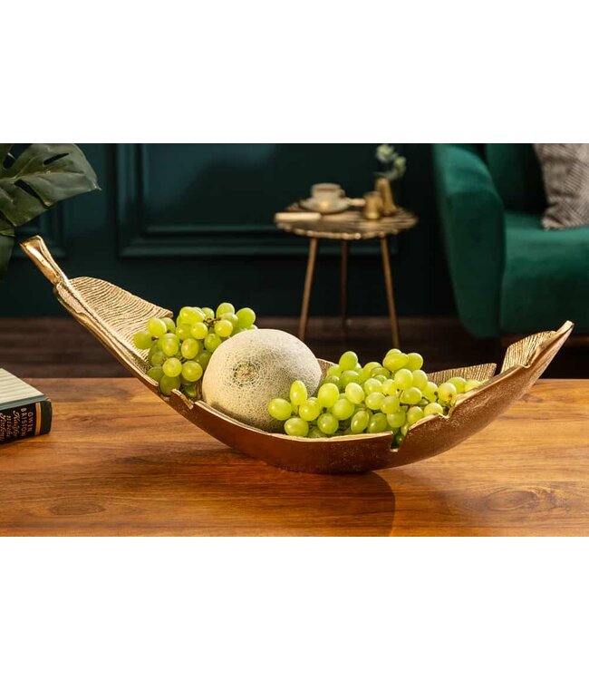 Invicta Interior Design decoratieve kom GOUD BLAD 62cm bladgoud design metaal handgemaakt - 41602