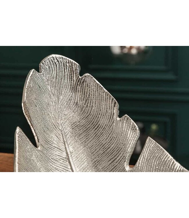 Invicta Interior Design decoratieve kom SILVER LEAF 62cm bladzilver design metaal handgemaakt - 41601