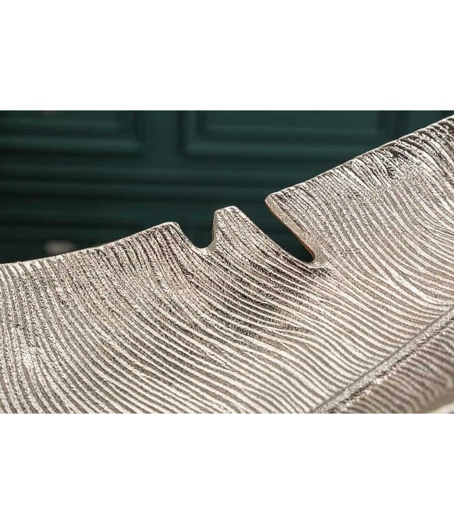 Invicta Interior Design decoratieve kom SILVER LEAF 62cm bladzilver design metaal handgemaakt - 41601