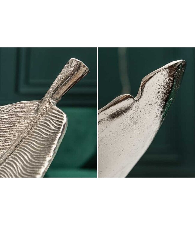 Invicta Interior Design decoratieve kom SILVER LEAF 62cm bladzilver design metaal handgemaakt - 41601