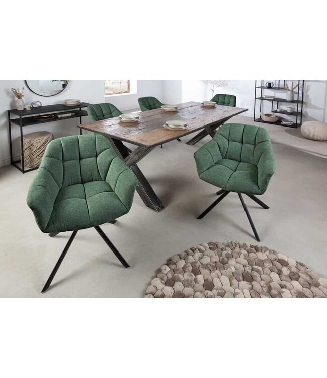 Invicta Interior Bureaustoel PAPILLON donkergroen decoratief gewatteerd zwart frame - 41591