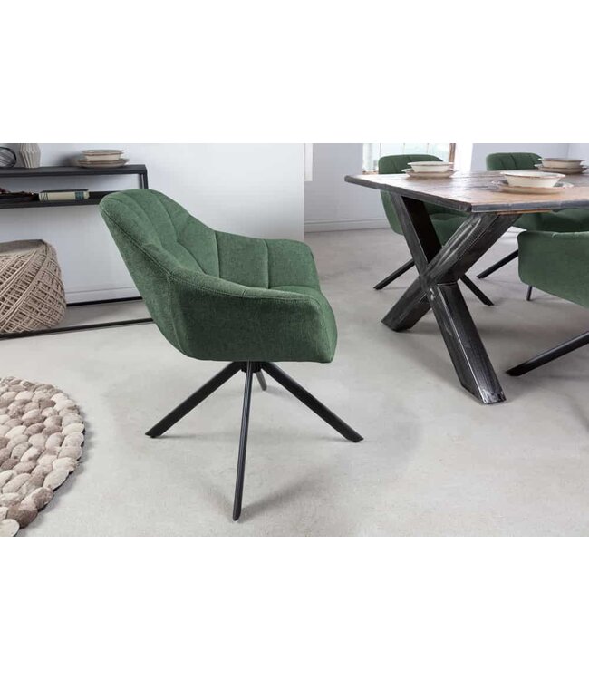 Invicta Interior Bureaustoel PAPILLON donkergroen decoratief gewatteerd zwart frame - 41591