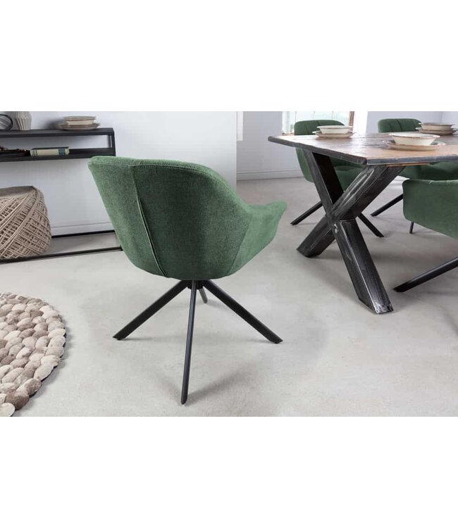 Invicta Interior Bureaustoel PAPILLON donkergroen decoratief gewatteerd zwart frame - 41591