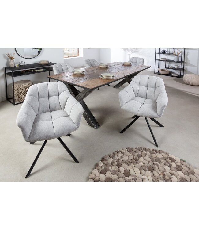 Invicta Interior Bureaustoel PAPILLON lichtgrijs decoratief gewatteerd zwart frame - 41587