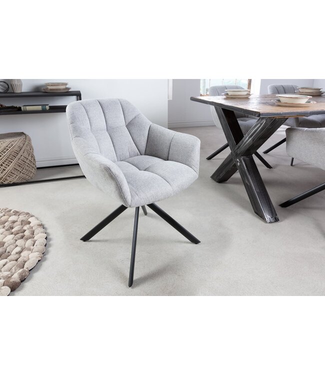 Invicta Interior Bureaustoel PAPILLON lichtgrijs decoratief gewatteerd zwart frame - 41587