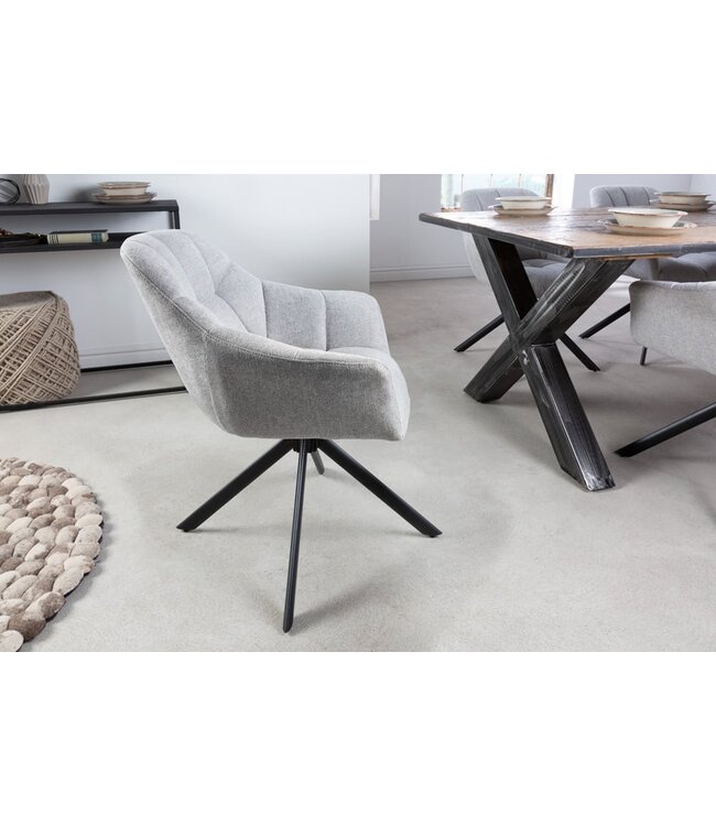 Invicta Interior Bureaustoel PAPILLON lichtgrijs decoratief gewatteerd zwart frame - 41587