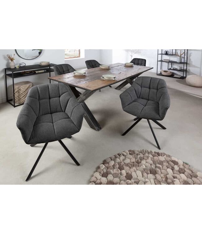 Invicta Interior Bureaustoel PAPILLON antraciet decoratief gewatteerd zwart frame - 41586