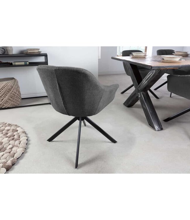 Invicta Interior Bureaustoel PAPILLON antraciet decoratief gewatteerd zwart frame - 41586