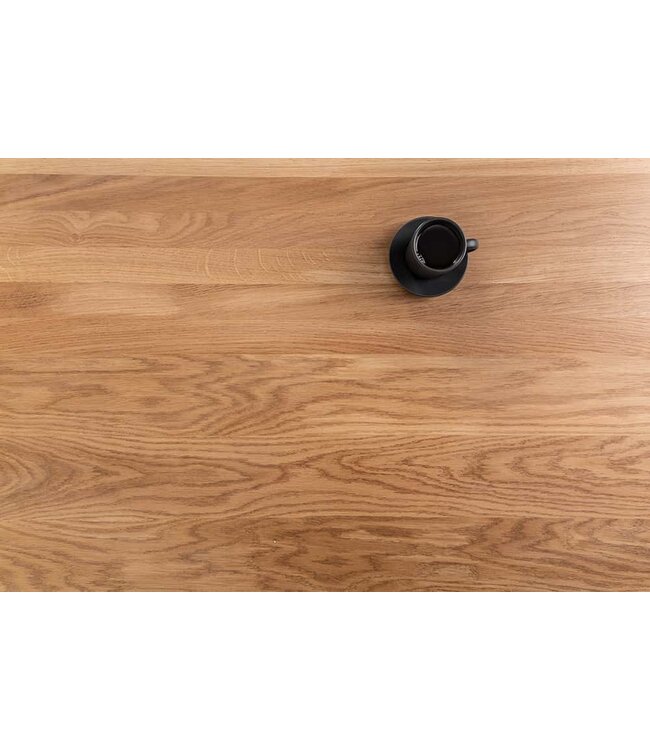 Invicta Interior industrieele salontafel APPARTEMENT 95cm massief hout geolied eiken met plank metalen frame zwart - 41579