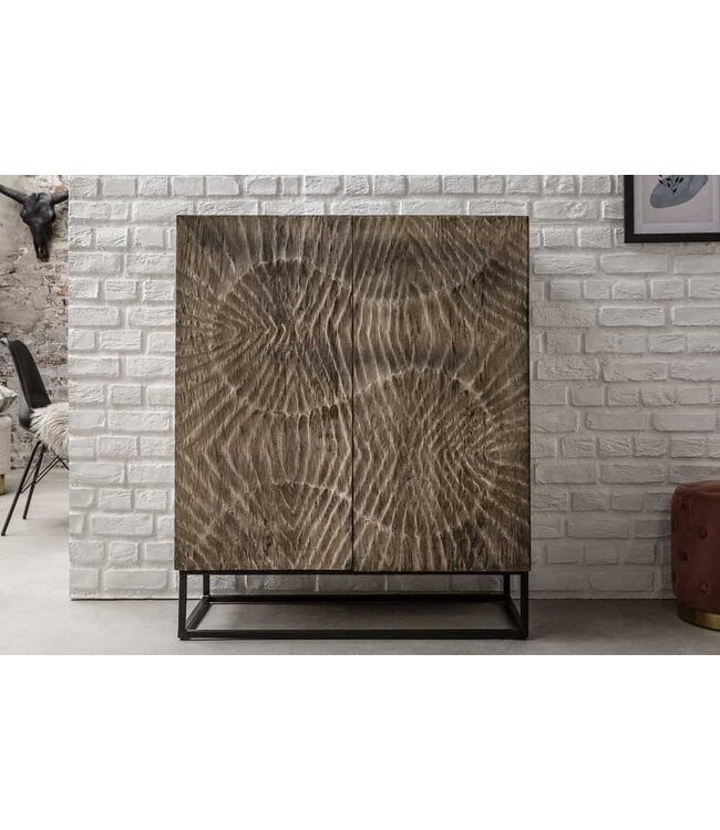 Invicta Interior Massief dressoir SCORPION 120cm grijs acacia gedetailleerd 3D-houtsnijwerk - 41571